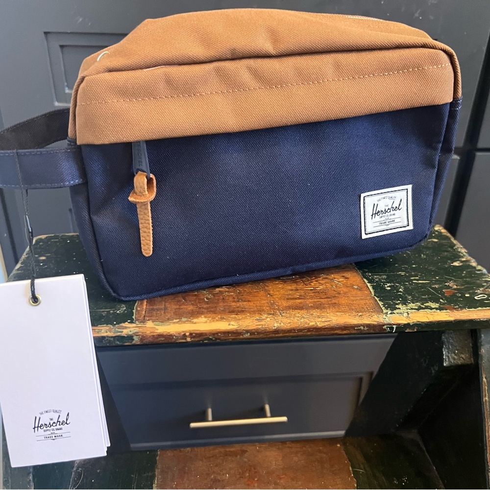 Herschel Supply Company Blue and Brown Toiletry Bag